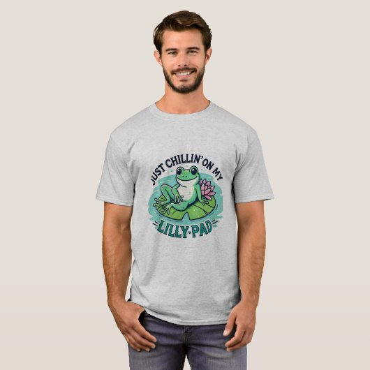 T-shirt Vibes Froggy : Grenouille froide sur Lily Pad Desi (Devant entier)