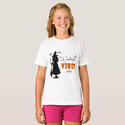 T-shirt "Vibes perdues seulement" - Sorcière noire Hallowe (Devant entier)