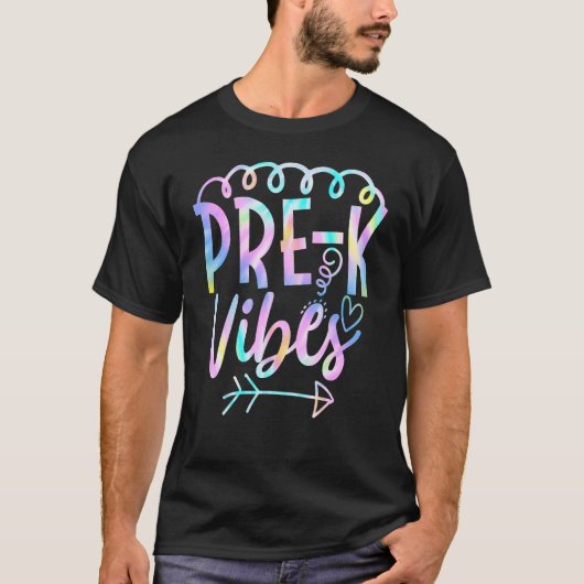 T-shirt Vibes Pré K Retour À L'École Tie Dye Professeur Ét (Devant)