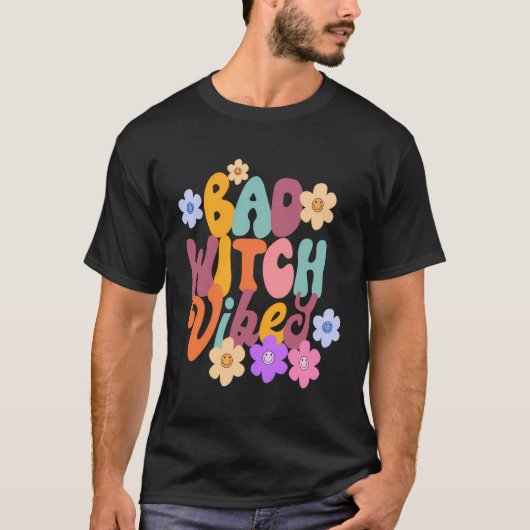T-shirt Vibes rétro Halloween mauvaises sorcières (Devant)