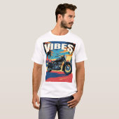 T-shirt "Vibes" Rétro Moto Cityscape (Devant entier)
