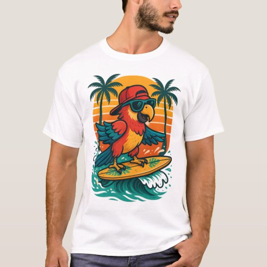 T-shirt Vibes tropicales du Parrot de surf (Devant)