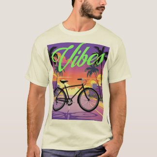 T-shirt "Vibes" Vélo Rétro Ville au Coucher du Soleil