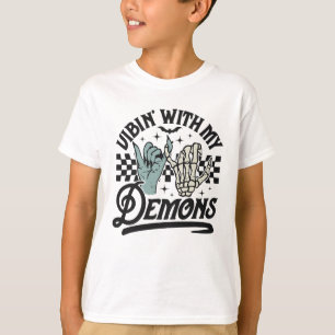 T-shirt Vibin Avec Mes Démons Drôle Rétro Halloween