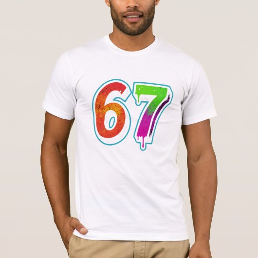 T-shirt  Vibrant 67 Art – Hand-Painted Number Design  (Devant)