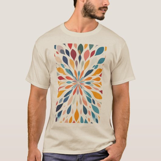 T-shirt Vibrant Abstract Floral Burst Pattern  (Devant)