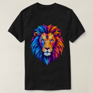 T-Shirt Vibrant Art Lion Géométrique