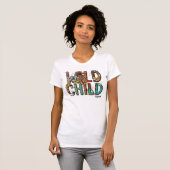 T-shirt Vibrant Boho Chic Wild Enfant Noir Femme (Devant entier)