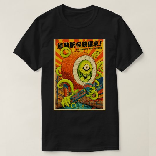 T-shirt Vibrant California Roll Terror Monster Sushi Kaiju (Design devant)