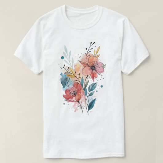 T-shirt Vibrant Floral Watercolor Design (Design devant)