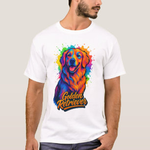 T-shirt Vibrant Golden Retriever Pop Art - Néon coloré