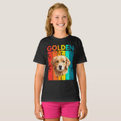 T-shirt Vibrant Golden Retriever Retro Design (Devant entier)