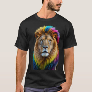 T-shirt Vibrant Lion Design Colorful Animal Art