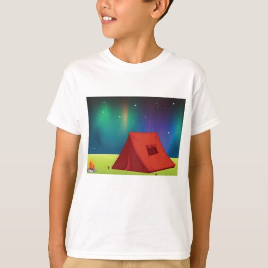 T-shirt Vibrant Northern Lights Camping Tent Night (Devant)