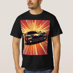T-shirt Vibrant Orange Black Sports Voiture Ados Garçons C