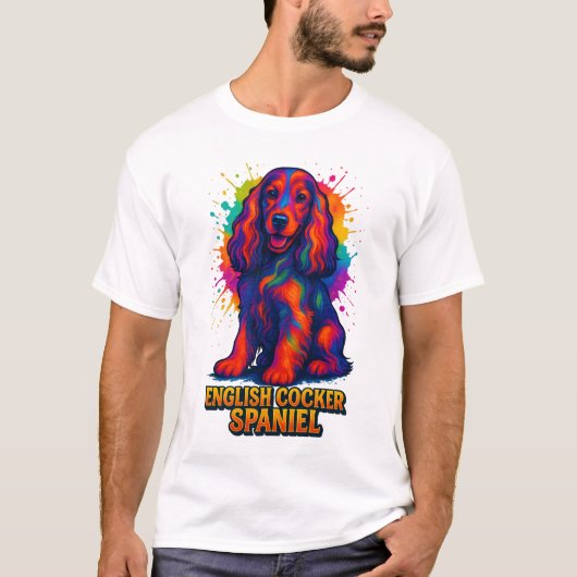 T-shirt Vibrant Pop Art English Cocker Spaniel (Devant)