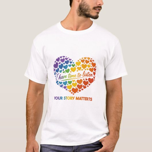 T-shirt Vibrant rainbow heart collage with flowing script (Devant)