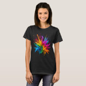 T-shirt Vibrant Rainbow Paint Splatter Explosion (Devant entier)