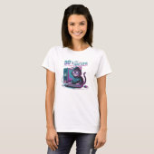 T-Shirt Vibrant Rétro Chat Hacker des Années 90 (Devant entier)