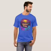 T-shirt vibrant rétro “Summer Time” avec coucher d (Devant entier)