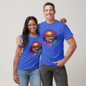 T-shirt vibrant rétro “Summer Time” avec coucher d (Unisexe)
