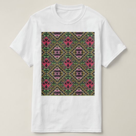 T-shirt Vibrant rose et vert tissu Abstrait Art (Design devant)