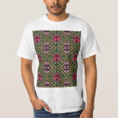 T-shirt Vibrant rose et vert tissu Abstrait Art (Devant)
