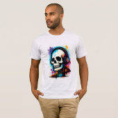 T-shirt Vibrant Skull in Headphones – Graffiti Splash Art (Devant entier)