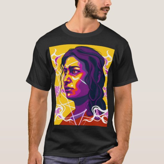 T-shirt Vibrant Stylized Portrait with Abstract Elements (Devant)
