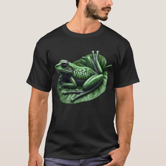 T-shirt Vibrant Tree Frog Just Vibin' Meme (Devant)