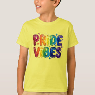 T-shirt Vibrations de fierté Peinture fausse arc-en-ciel L