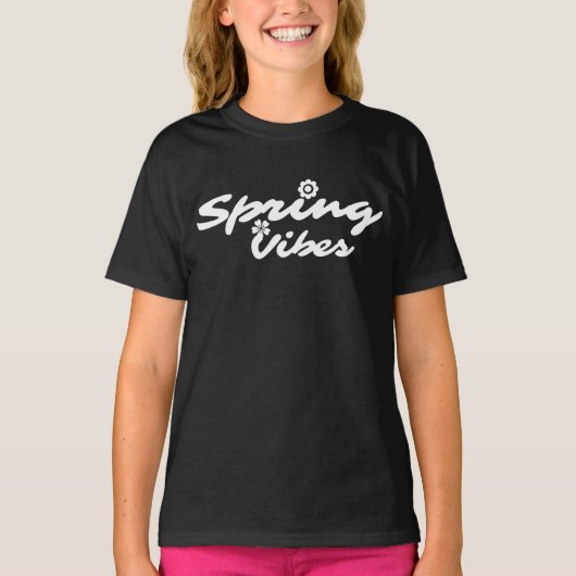 T-SHIRT VIBRATIONS DE PRINTEMPS TYPOGRAPHIE BLANCHE (Devant)