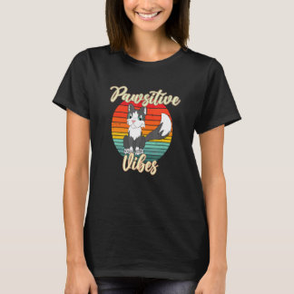 T-shirt Vibrations positives Pawsitive de chat Style rétro