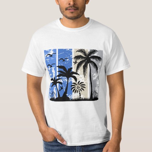 T-shirt Vibrations Tropicales à Rayures (Devant)