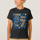 T-shirt Vichy Bleu J'avais 6 ans Maintenant j'ai 7 ans Drô (Devant)