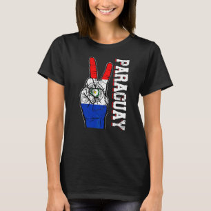 T-shirt Victoire en détresse deux doigts drapeau paraguaye
