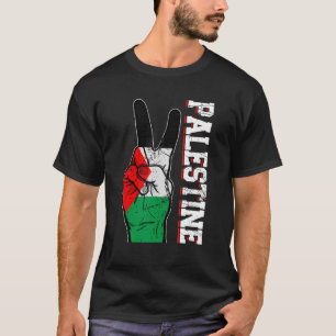 T-shirt Victoire en détresse Deux doigts Palestine Drapeau