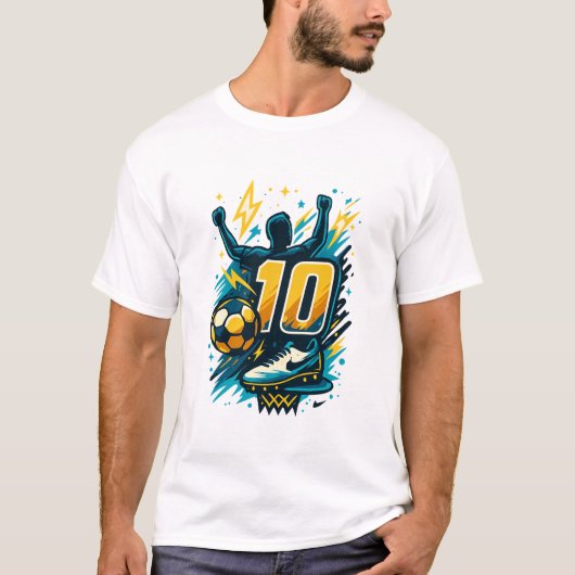 T-shirt Victoire Numéro 10 Soccer Tee - Bold Lightning Sty (Devant)
