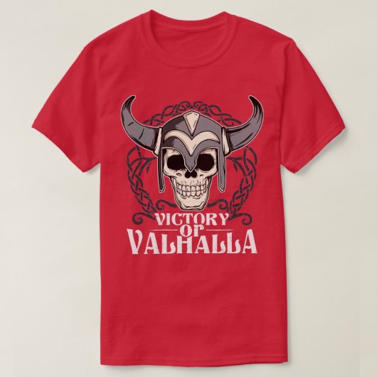 T-shirt Victoire ou Valhalla Viking Skull and Helmet Norse (Design devant)