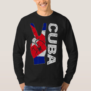 T-shirt Victoire Rétro Deux Doigts Cuba Drapeau Patriotiqu