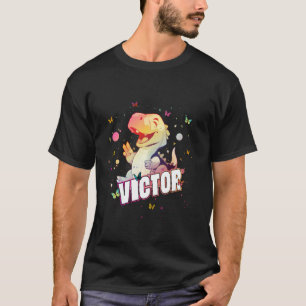 T-shirt VICTOR - Nom mignon du garçon avec Dinosaur mignon