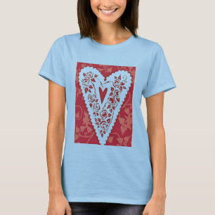 T-shirt victorien de dentelle de coeur