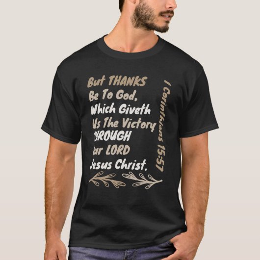 T-shirt Victory Through Jesus Christ  Kjv Bible Verse Chri (Devant)