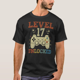 T-shirt Vidéo d'anniversaire de 17 ans Niveau 17 déverroui