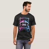 T-shirt Vidéo de jeu Cool Raccoon (Devant entier)