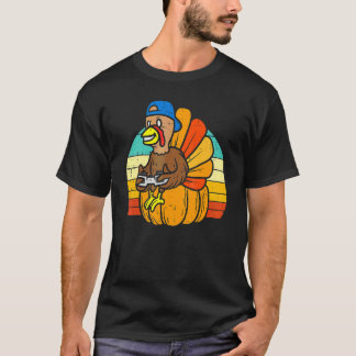 T-shirt Vidéo de Thanksgiving pour garçons rétro dinde de 