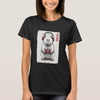 T-shirt Vidéo drôle de capybara d'art japonais de joueur e