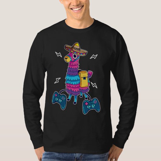 T-shirt Video Game Cinco de Mayo Llama Pinata and Game Con (Devant)