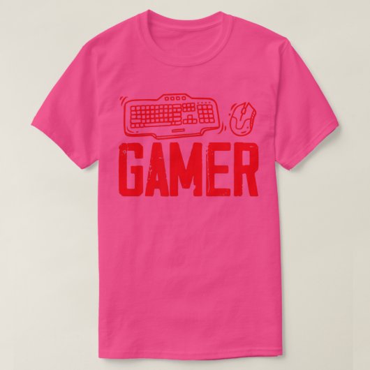 T-shirt Video Game Computer PC Online Gaming Keyboard (Design devant)