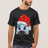 T-shirt Video Game Controller Christmas Santa Hat Gamer Bo (Devant)